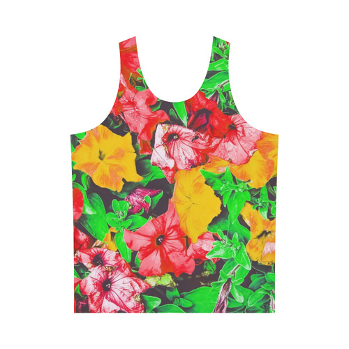 closeup flower abstract background in pink red yellow with green leaves All Over Print Tank Top for Men (Model T43)