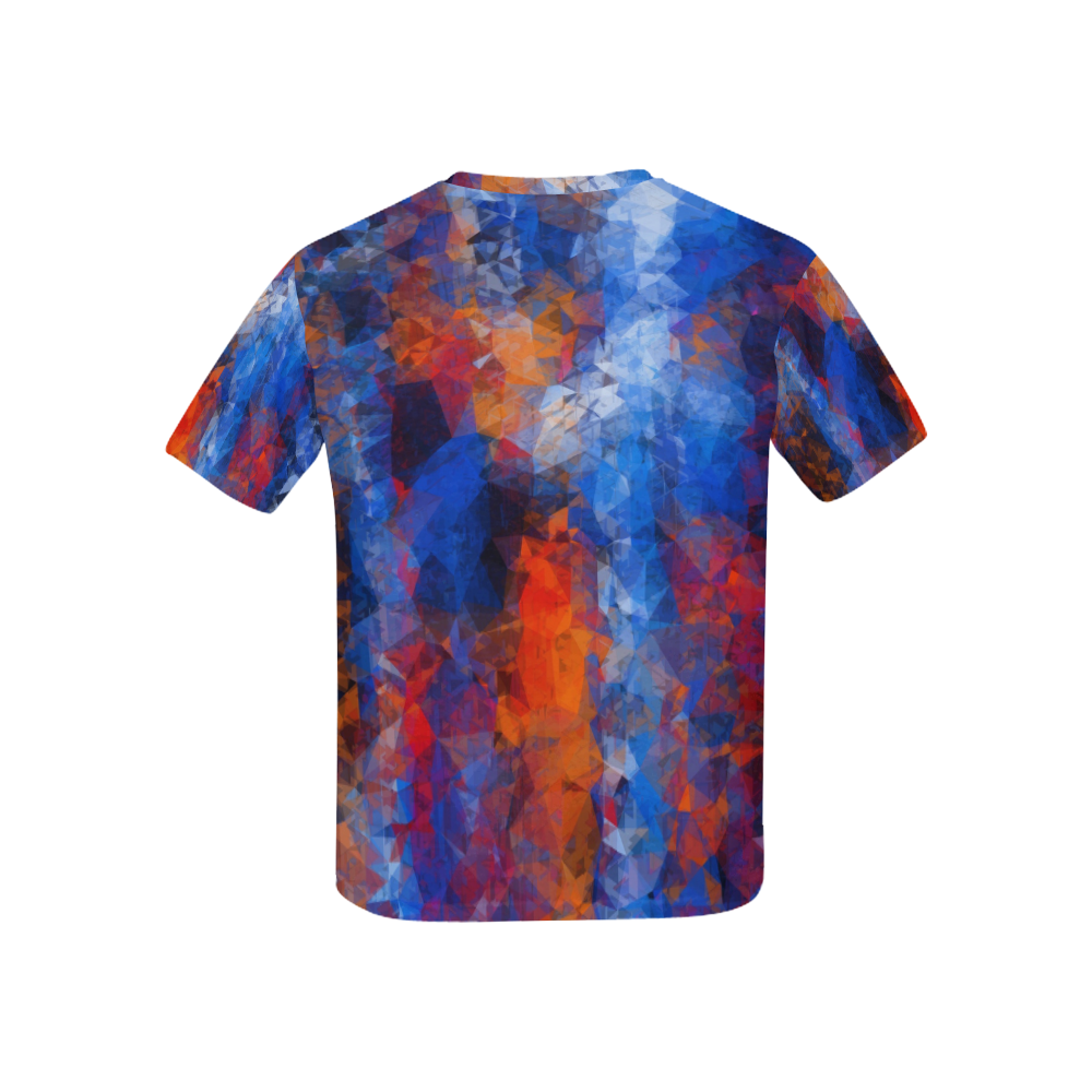 psychedelic geometric polygon shape pattern abstract in red orange blue Kids' All Over Print T-shirt (USA Size) (Model T40)