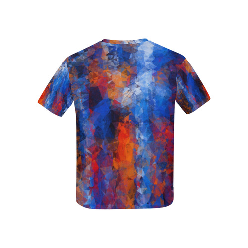 psychedelic geometric polygon shape pattern abstract in red orange blue Kids' All Over Print T-shirt (USA Size) (Model T40)