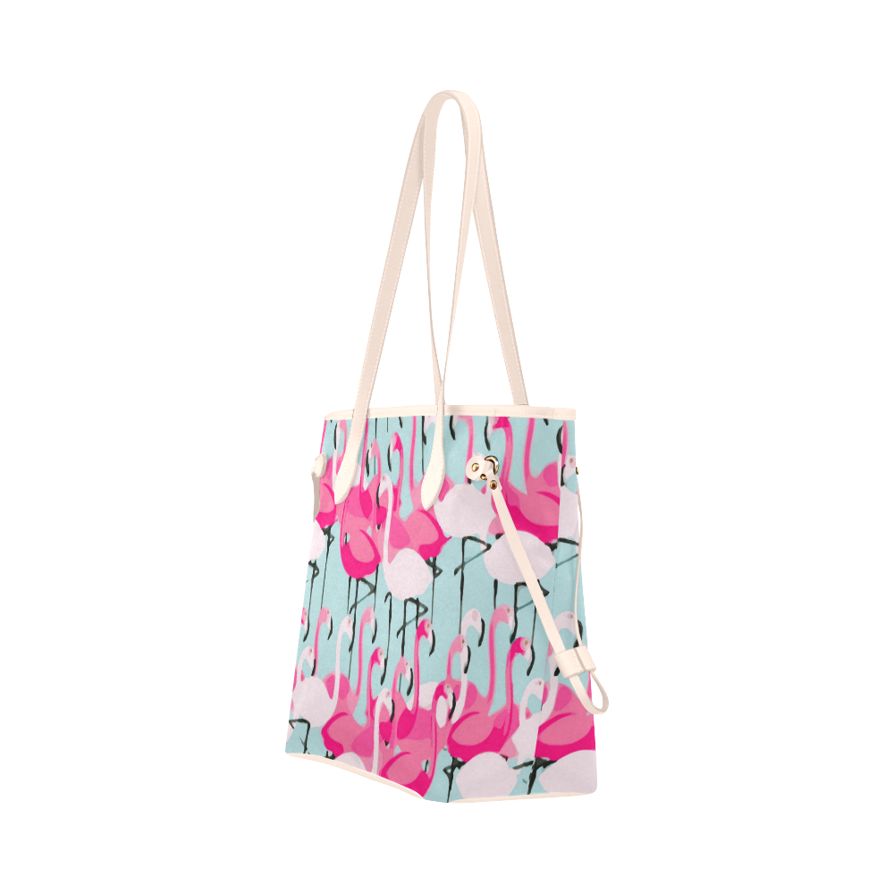 Pink Flamingo Pink Flamingos Clover Canvas Tote Bag (Model 1661)