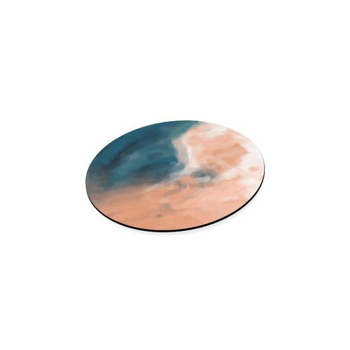 psychedelic splash painting texture abstract background in brown and blue Round Coaster