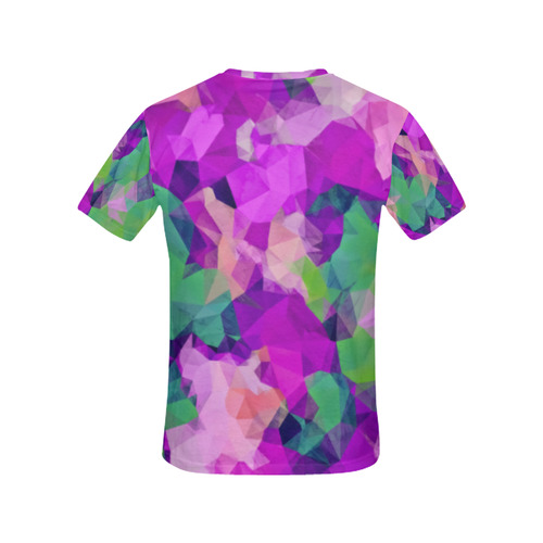 psychedelic geometric polygon pattern abstract in pink purple green All Over Print T-Shirt for Women (USA Size) (Model T40)