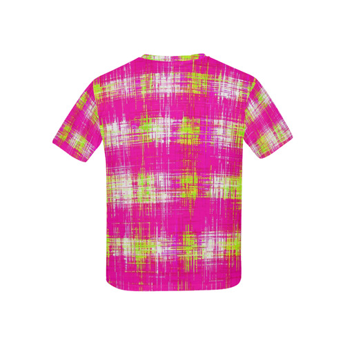 plaid pattern graffiti painting abstract in pink and yellow Kids' All Over Print T-shirt (USA Size) (Model T40)