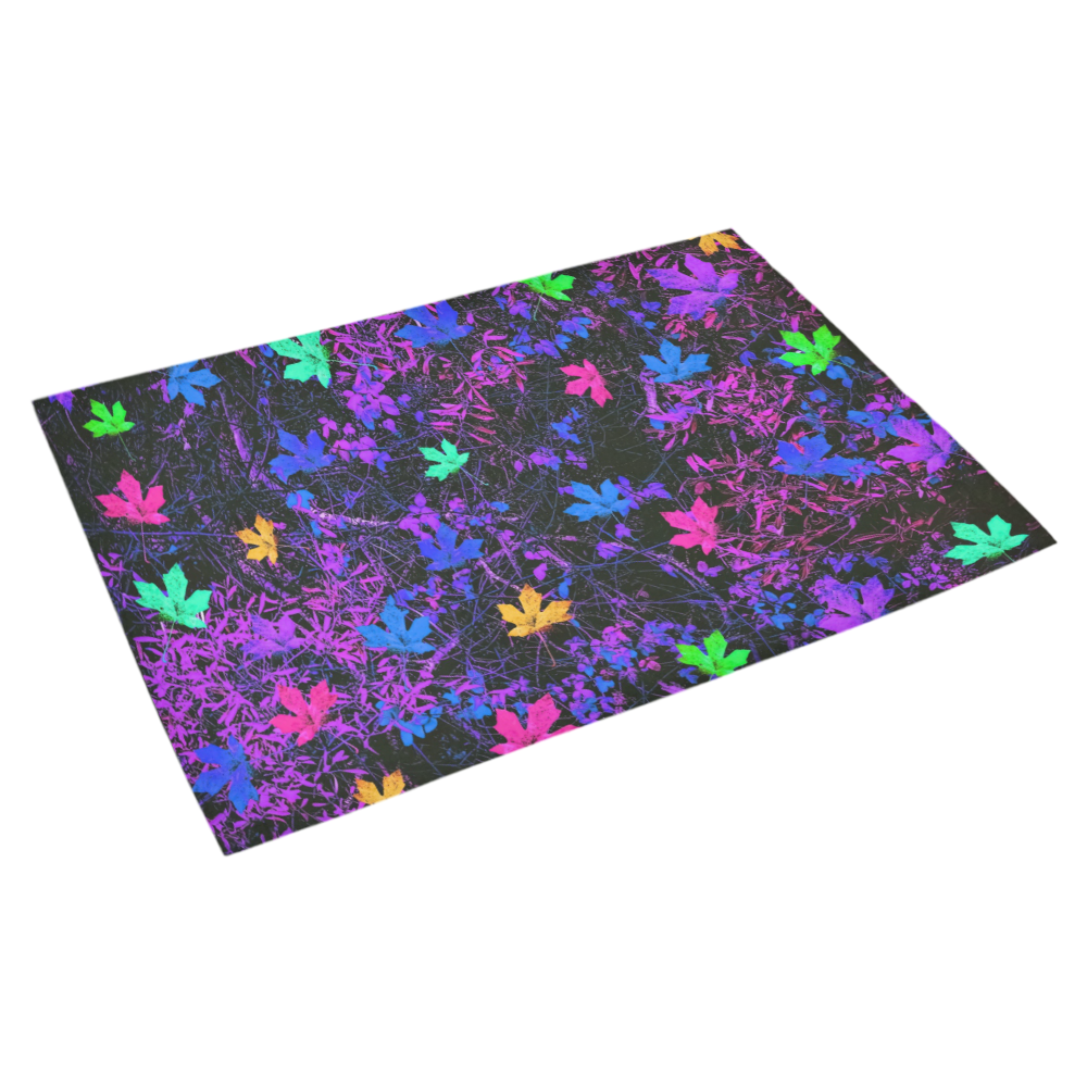 maple leaf in pink blue green yellow purple with pink and purple creepers plants background Azalea Doormat 30" x 18" (Sponge Material)