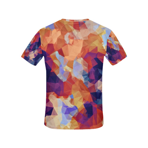 psychedelic geometric polygon pattern abstract in orange brown blue purple All Over Print T-Shirt for Women (USA Size) (Model T40)