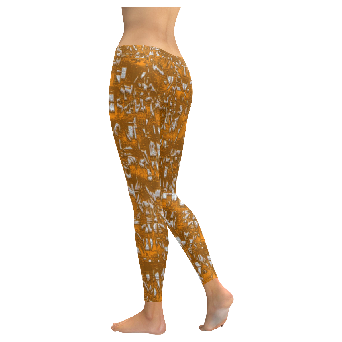 glossy abstract orange by JamColors Women's Low Rise Leggings (Invisible Stitch) (Model L05)