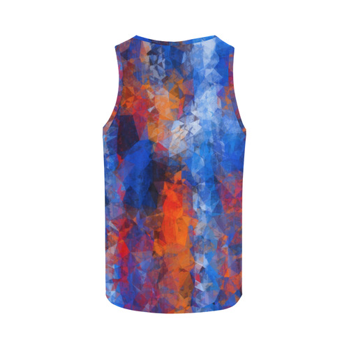 psychedelic geometric polygon shape pattern abstract in red orange blue All Over Print Tank Top for Women (Model T43)