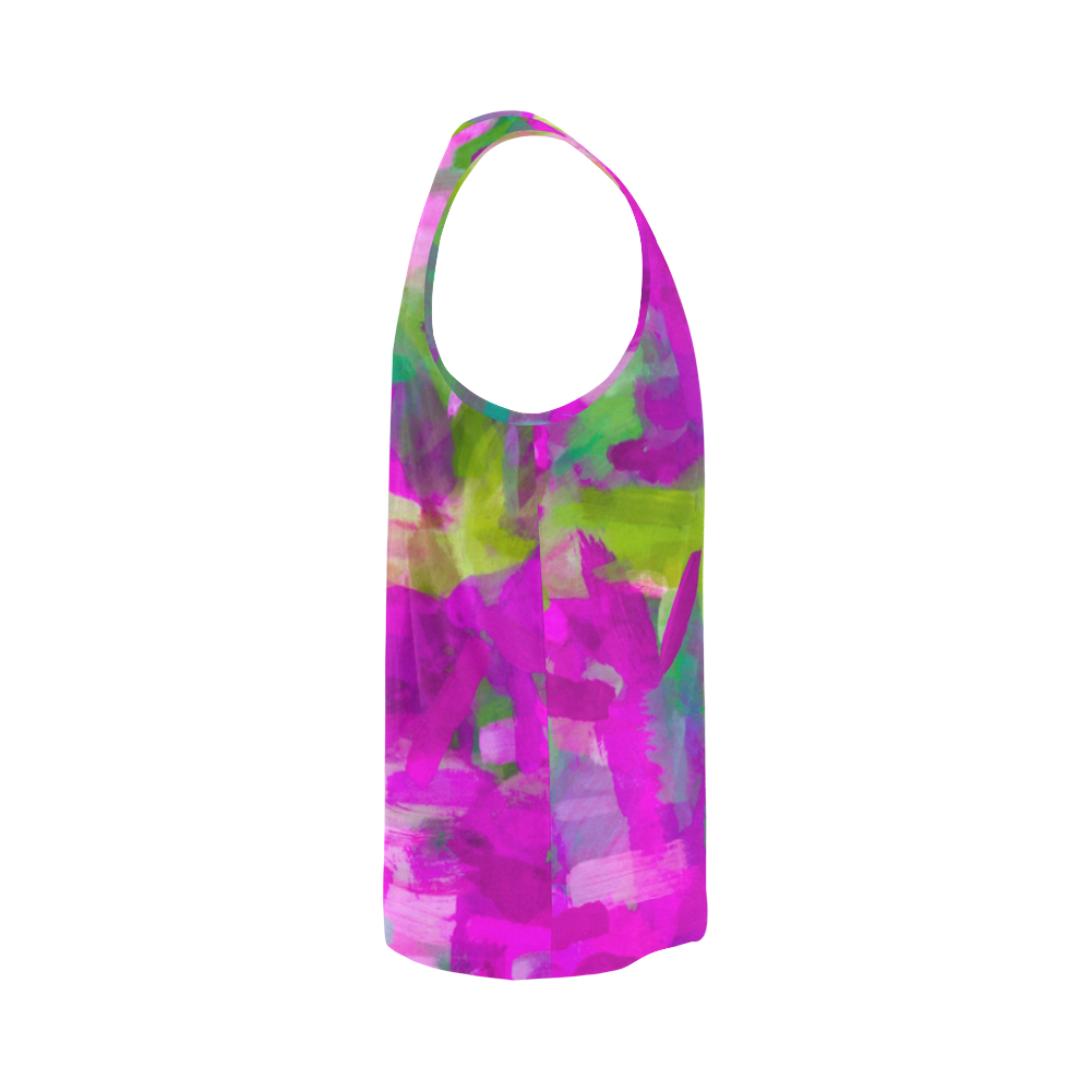 splash painting abstract texture in purple pink green All Over Print Tank Top for Men (Model T43)