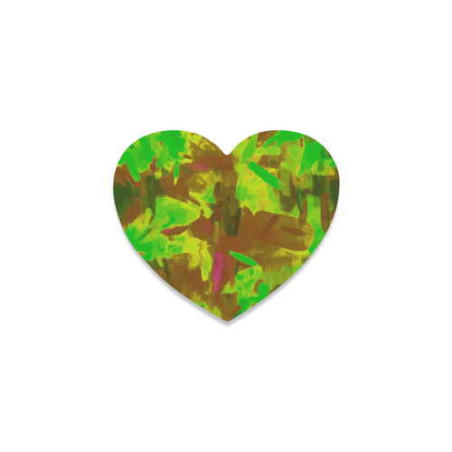 camouflage painting texture abstract background in green yellow brown Heart Coaster