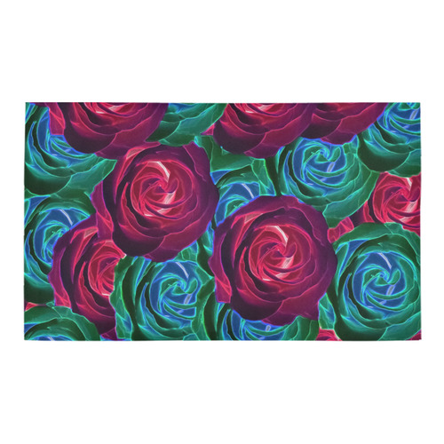 closeup blooming roses in red blue and green Azalea Doormat 30" x 18" (Sponge Material)