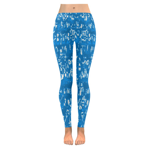 glossy abstract teal by JamColors Women's Low Rise Leggings (Invisible Stitch) (Model L05)