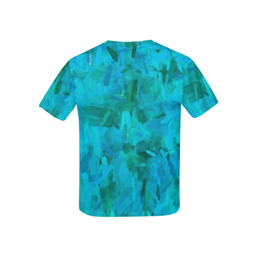 splash painting abstract texture in blue and green Kids' All Over Print T-shirt (USA Size) (Model T40)