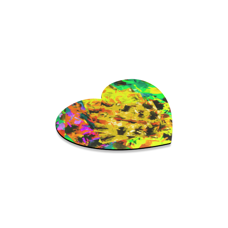 camouflage splash painting abstract in yellow green brown red orange Heart Coaster