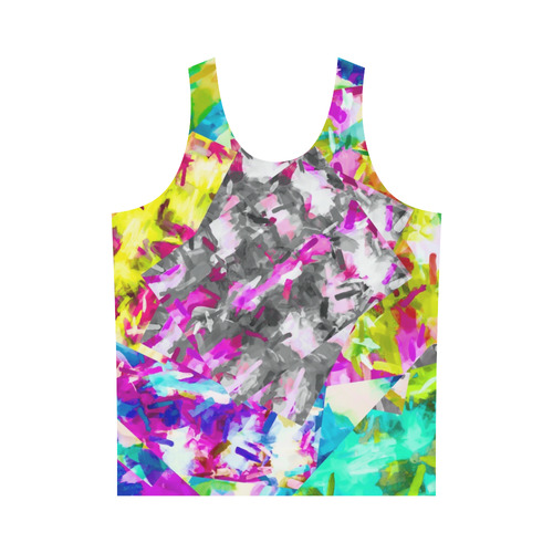 camouflage psychedelic splash painting abstract in pink blue yellow green purple All Over Print Tank Top for Men (Model T43)