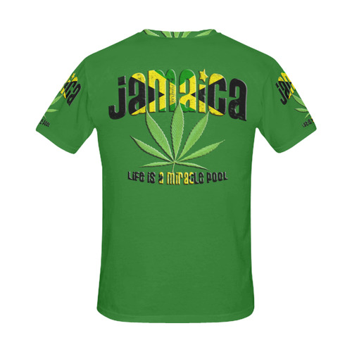 LIFE IS A MIRACLE POOL - JAMAICA CANNABIS All Over Print T-Shirt for Men (USA Size) (Model T40)