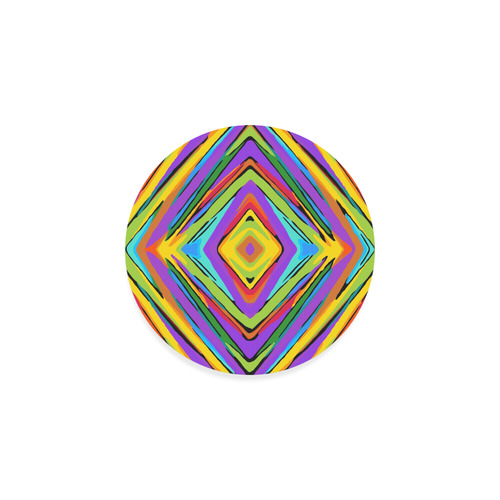 psychedelic geometric graffiti square pattern abstract in blue purple pink yellow green Round Coaster