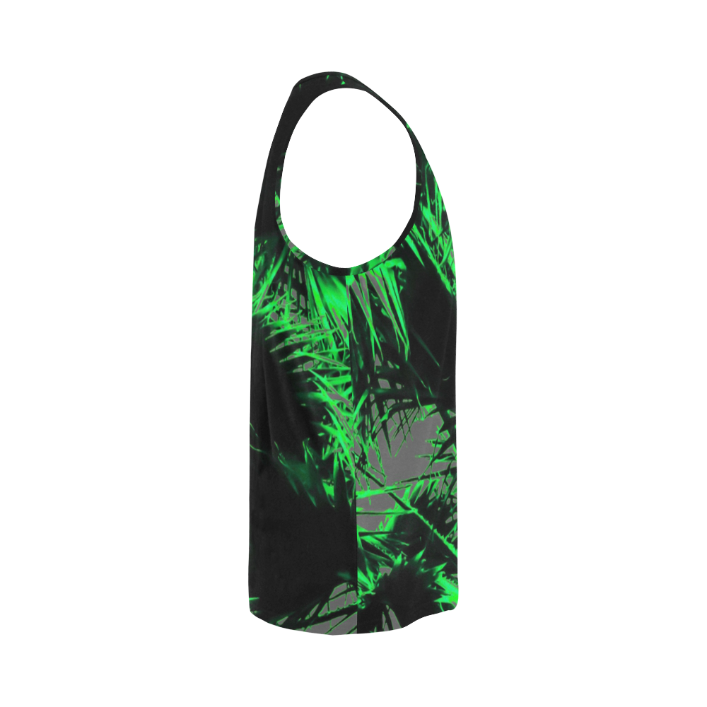 green palm leaves texture abstract background All Over Print Tank Top for Men (Model T43)