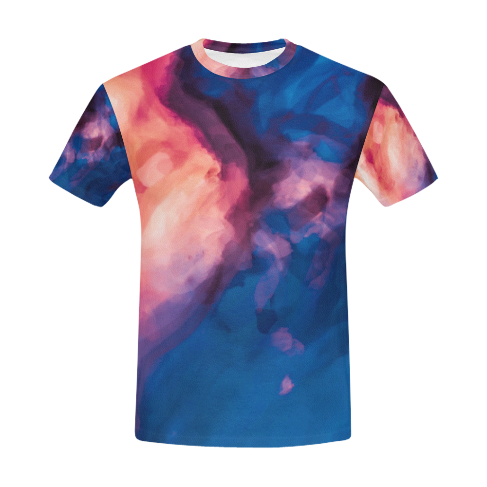 psychedelic milky way splash painting texture abstract background in red purple blue All Over Print T-Shirt for Men (USA Size) (Model T40)