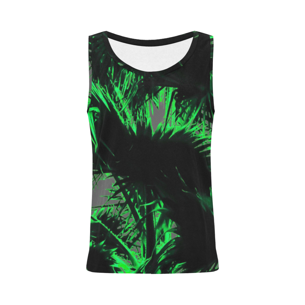green palm leaves texture abstract background All Over Print Tank Top for Women (Model T43)