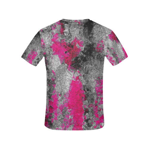 vintage psychedelic painting texture abstract in pink and black with noise and grain All Over Print T-Shirt for Women (USA Size) (Model T40)