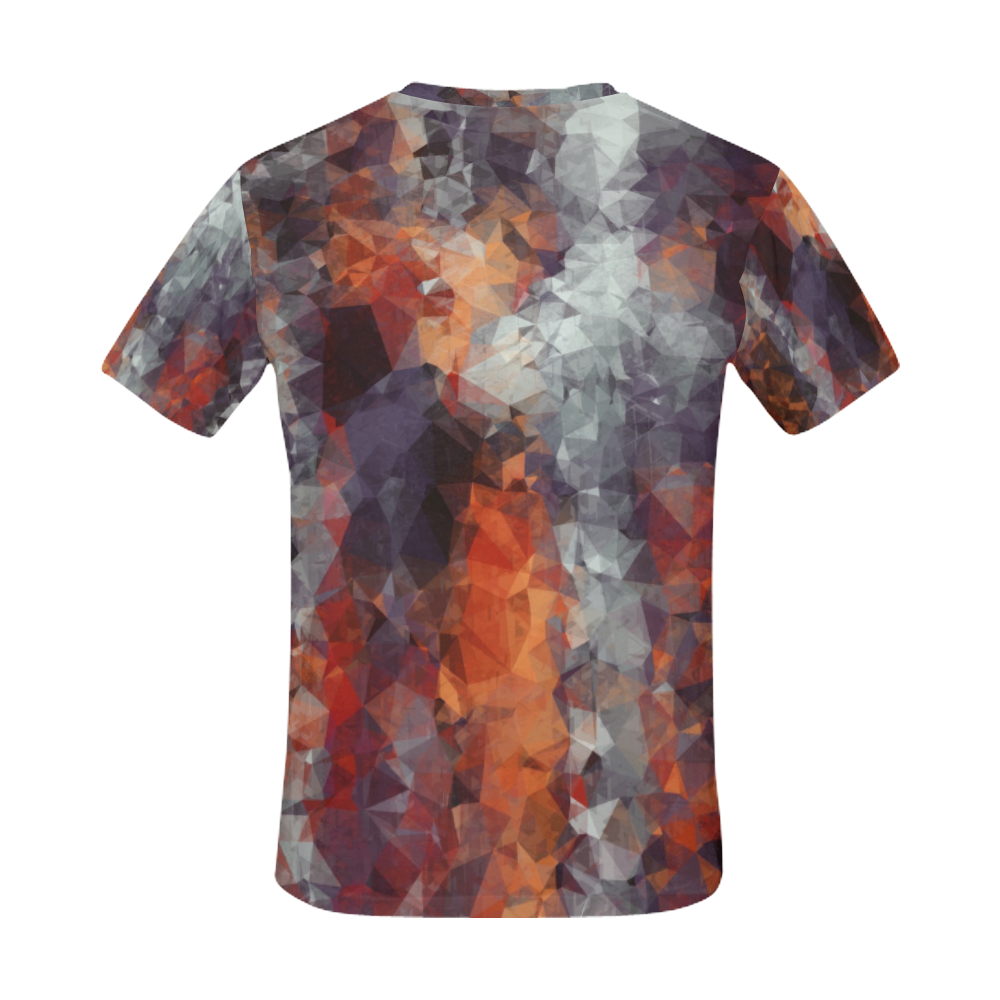 psychedelic geometric polygon shape pattern abstract in orange brown red black All Over Print T-Shirt for Men (USA Size) (Model T40)