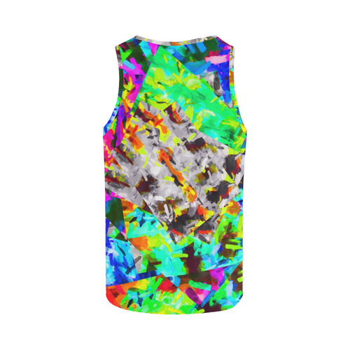 camouflage psychedelic splash painting abstract in blue green orange pink brown All Over Print Tank Top for Men (Model T43)