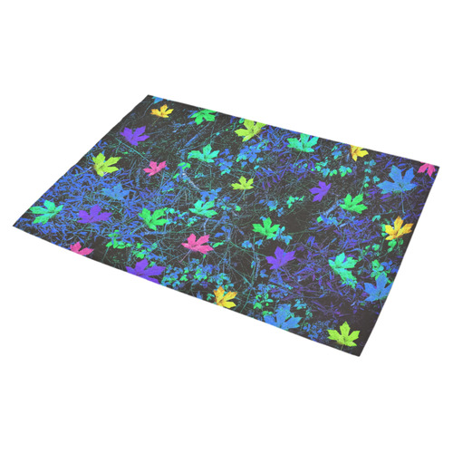 maple leaf in pink green purple blue yellow with blue creepers plants background Azalea Doormat 30" x 18" (Sponge Material)