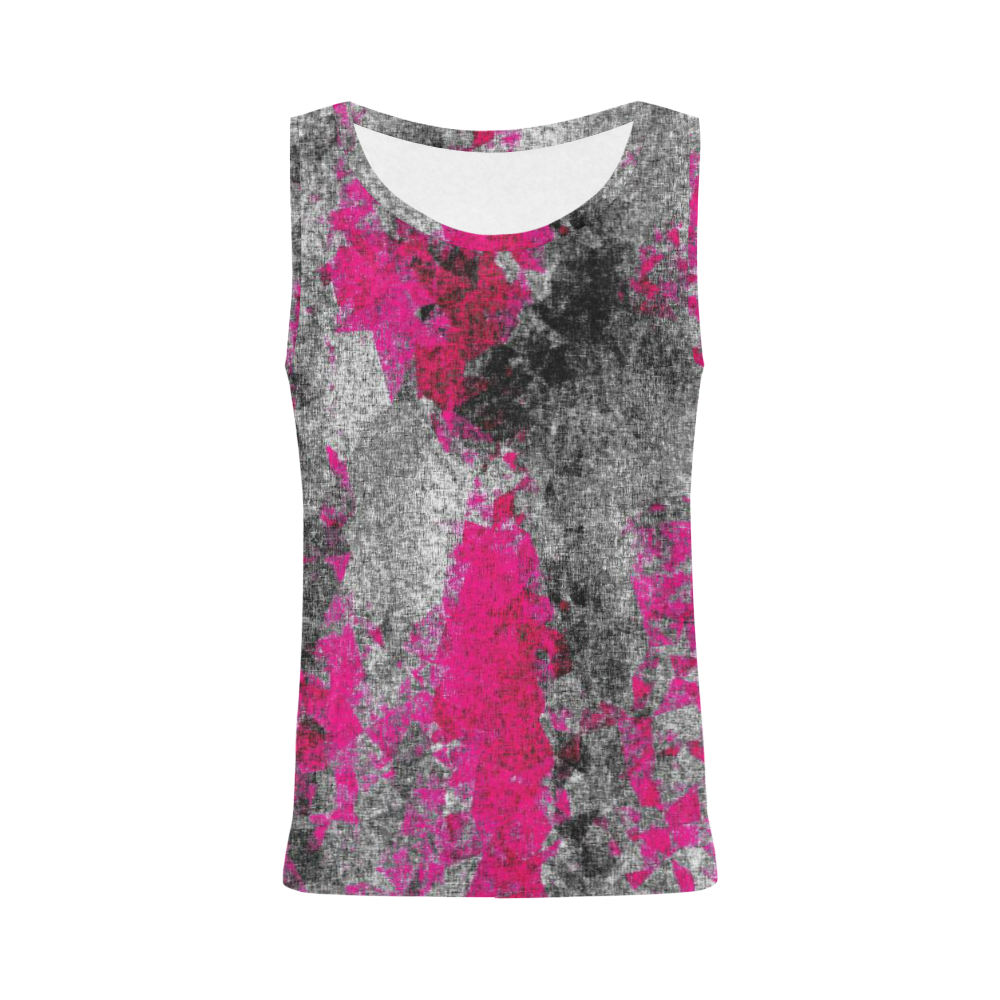 vintage psychedelic painting texture abstract in pink and black with noise and grain All Over Print Tank Top for Women (Model T43)