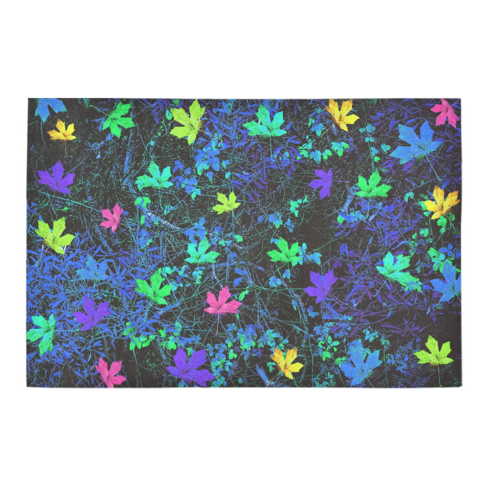 maple leaf in pink green purple blue yellow with blue creepers plants background Azalea Doormat 24" x 16" (Sponge Material)