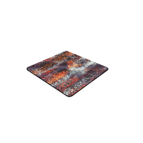 psychedelic geometric polygon shape pattern abstract in black orange brown red Square Coaster