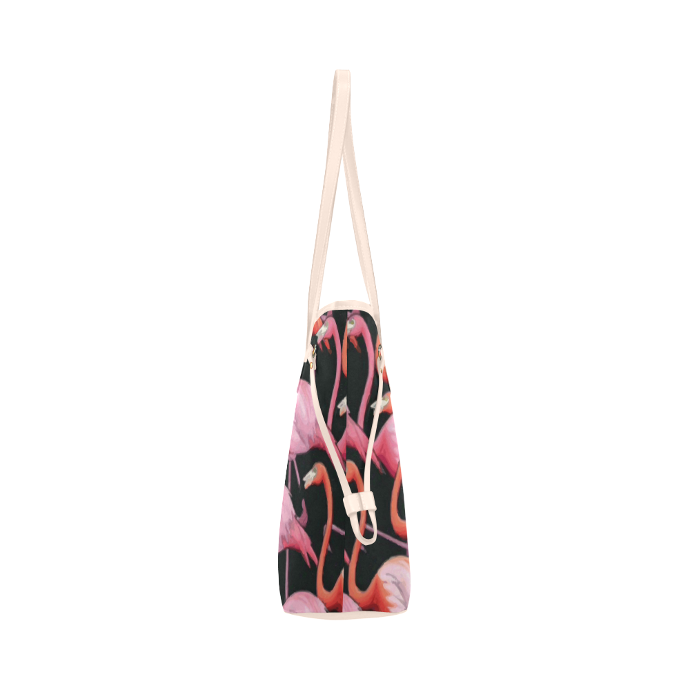 Beautiful Pink Flamingos Summer Pattern Clover Canvas Tote Bag (Model 1661)