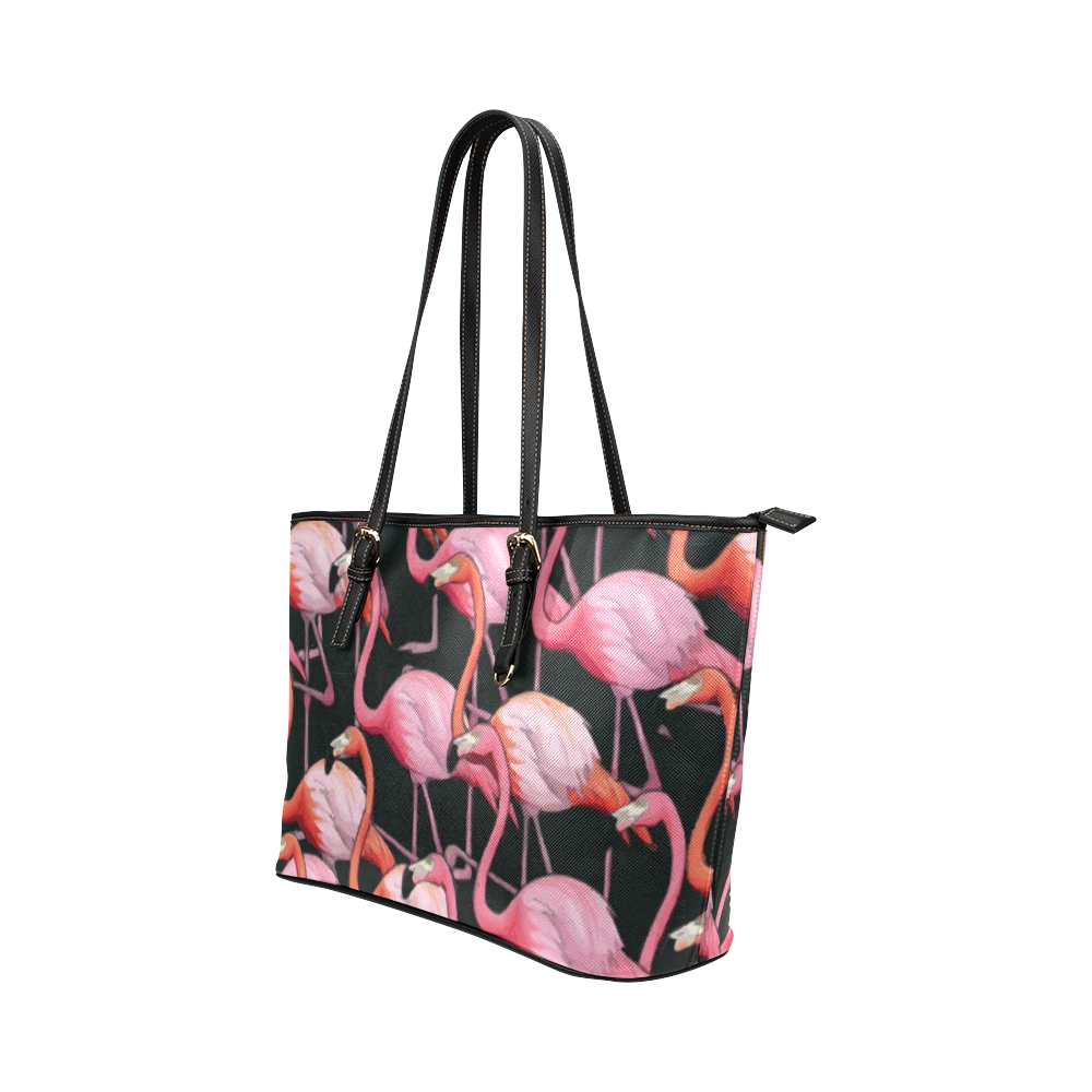 Beautiful Pink Flamingos Summer Pattern Leather Tote Bag/Small (Model 1651)