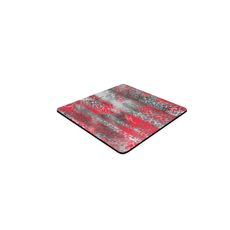 psychedelic geometric polygon shape pattern abstract in black and red Square Coaster