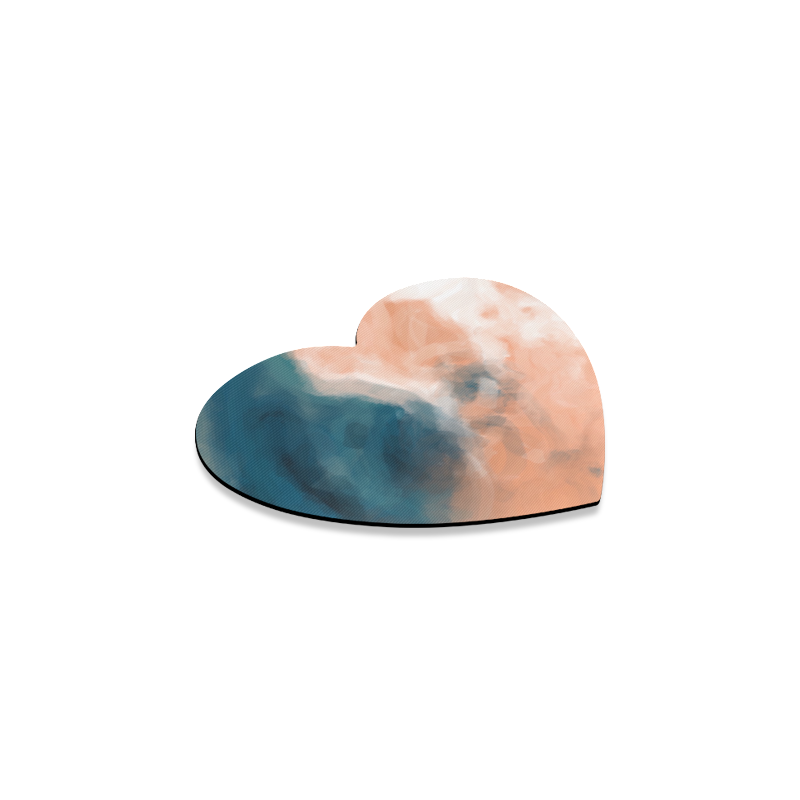 psychedelic splash painting texture abstract background in brown and blue Heart Coaster