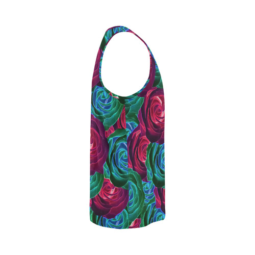 closeup blooming roses in red blue and green All Over Print Tank Top for Men (Model T43)