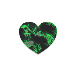 green palm leaves texture abstract background Heart Coaster