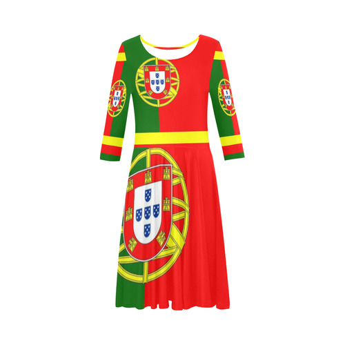 PORTUGAL 2 Elbow Sleeve Ice Skater Dress (D20)