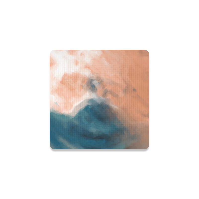 psychedelic splash painting texture abstract background in brown and blue Square Coaster