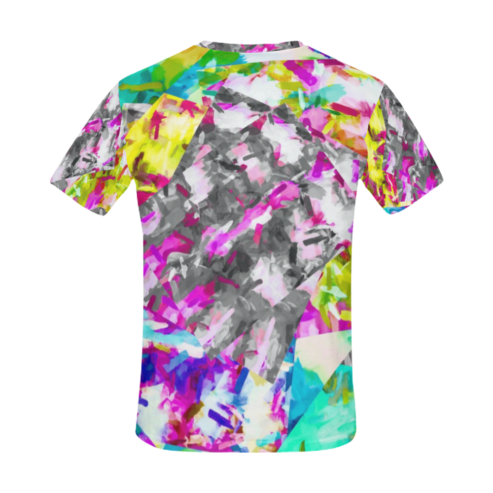 camouflage psychedelic splash painting abstract in pink blue yellow green purple All Over Print T-Shirt for Men (USA Size) (Model T40)