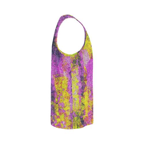 vintage psychedelic painting texture abstract in pink and yellow with noise and grain All Over Print Tank Top for Men (Model T43)