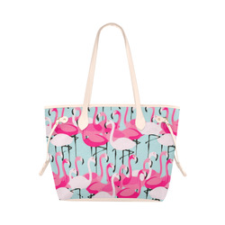 Pink Flamingo Pink Flamingos Clover Canvas Tote Bag (Model 1661)