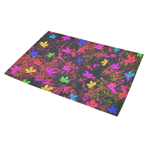 maple leaf in yellow green pink blue red with red and orange creepers plants background Azalea Doormat 30" x 18" (Sponge Material)