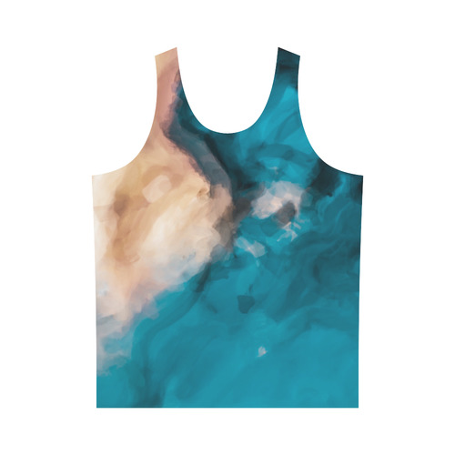 vintage splash painting texture abstract in blue and brown All Over Print Tank Top for Men (Model T43)