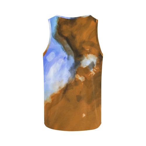 rusty psychedelic splash painting texture abstract background in blue and brown All Over Print Tank Top for Women (Model T43)