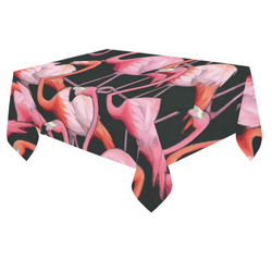 Beautiful Pink Flamingos Summer Pattern Cotton Linen Tablecloth 60"x 84"