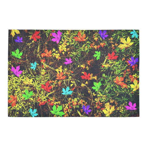 maple leaf in blue red green yellow pink orange with green creepers plants background Azalea Doormat 24" x 16" (Sponge Material)