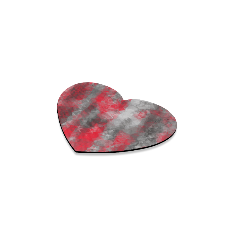psychedelic geometric polygon shape pattern abstract in red and black Heart Coaster