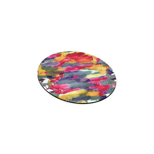 splash painting texture abstract background in red purple yellow Round Coaster