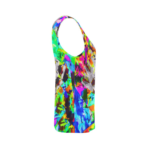 camouflage psychedelic splash painting abstract in blue green orange pink brown All Over Print Tank Top for Women (Model T43)