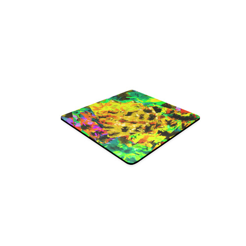 camouflage splash painting abstract in yellow green brown red orange Square Coaster